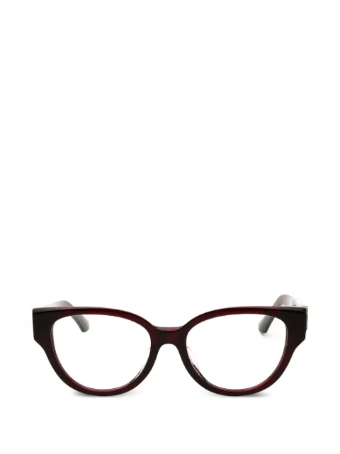 Burberry round full-rim check-red frame glasses