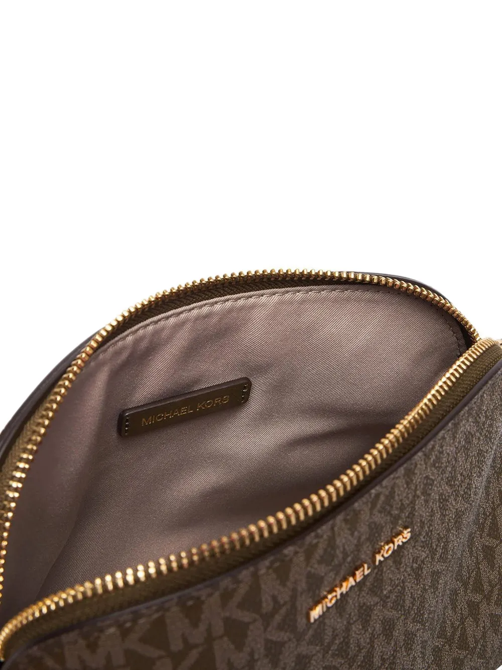 Michael Kors Kleine Dome leren clutch met ketting Bruin