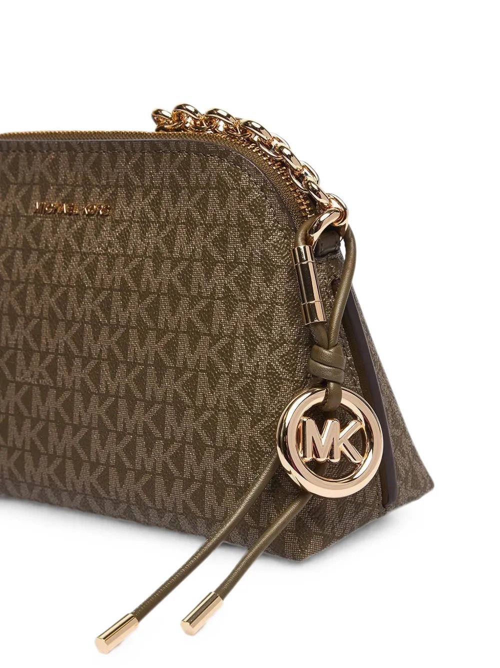 Michael Kors Kleine Dome leren clutch met ketting Bruin