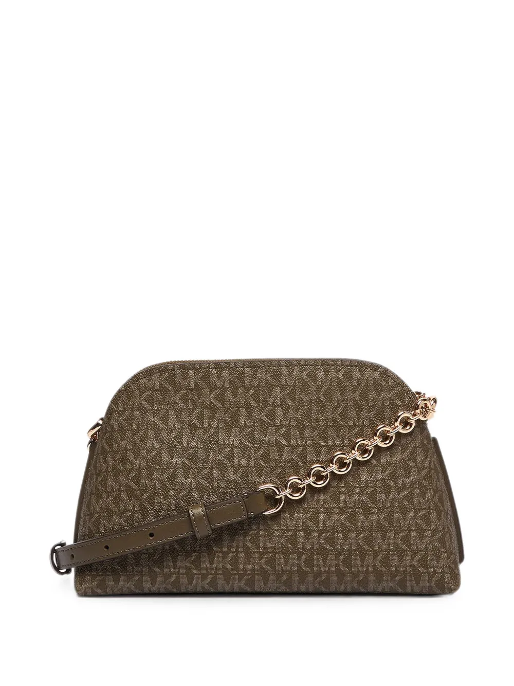 Michael Kors Kleine Dome leren clutch met ketting Bruin