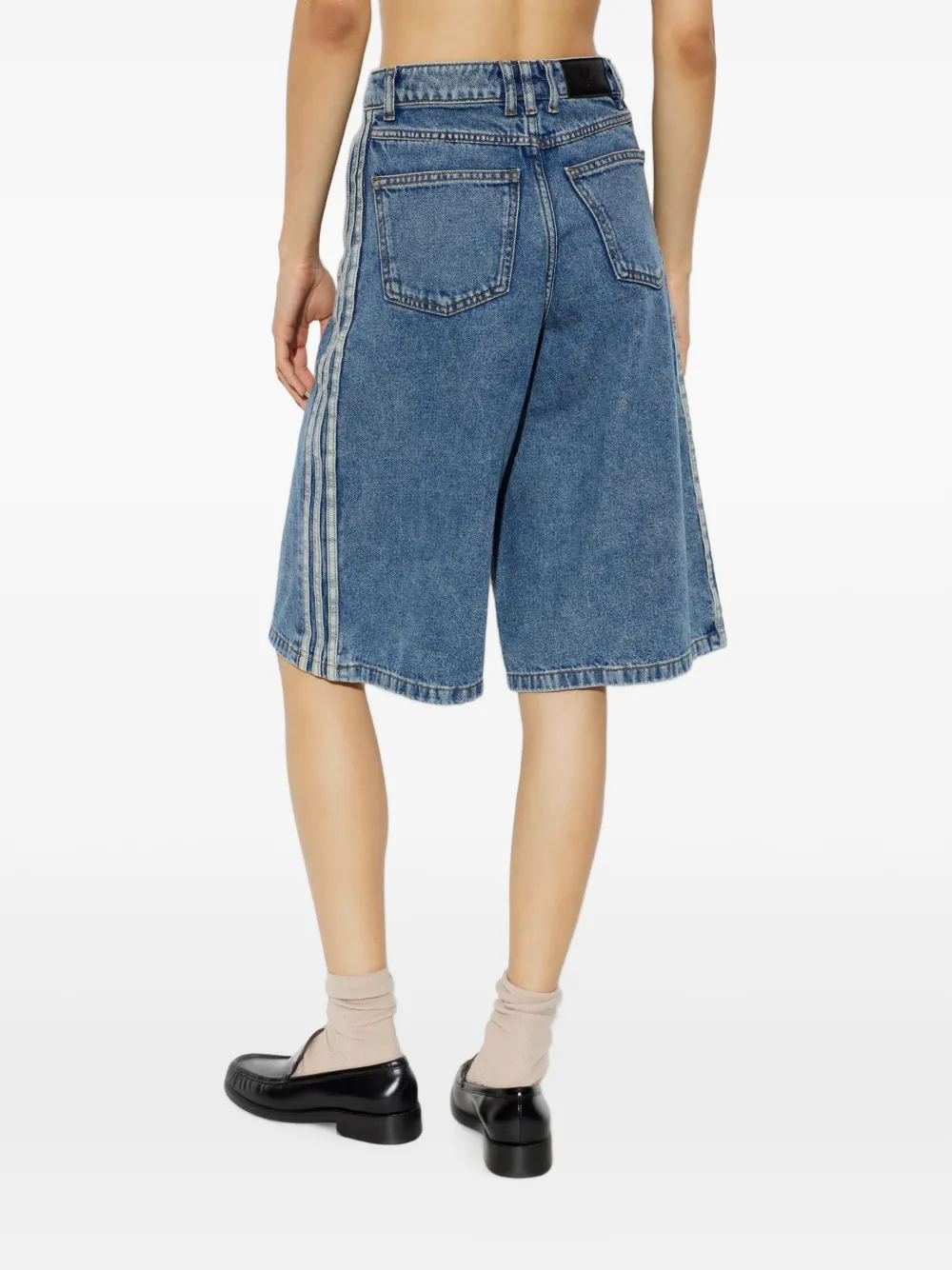 adidas side-stripe denim shorts Blauw