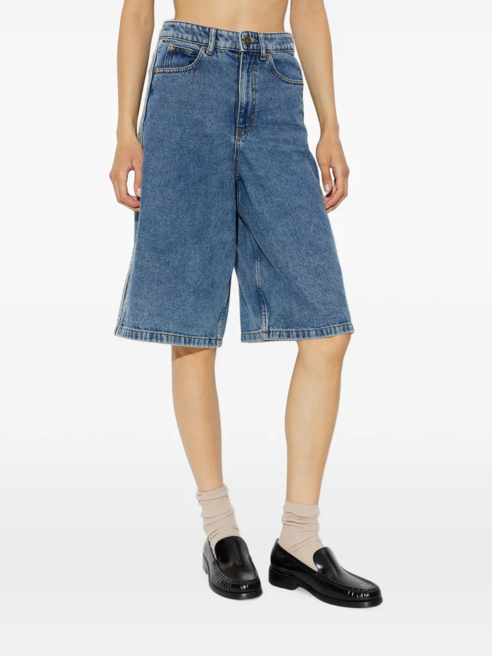 adidas side-stripe denim shorts Blauw