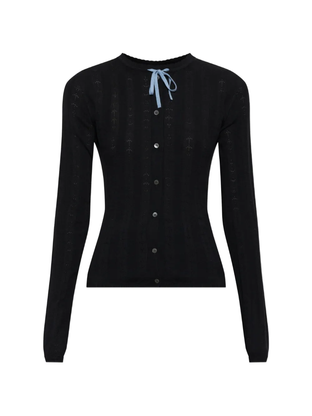 Marni bow-detail pointelle-knit cardigan - Schwarz