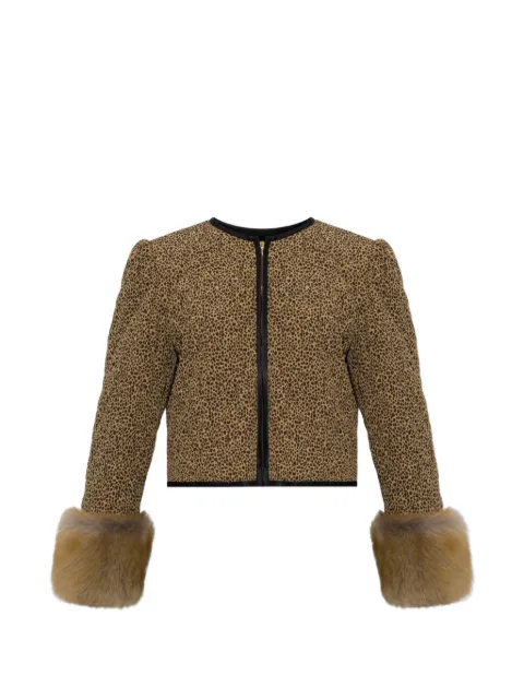 Valentino Garavani leopard-print faux-fur trim jacket