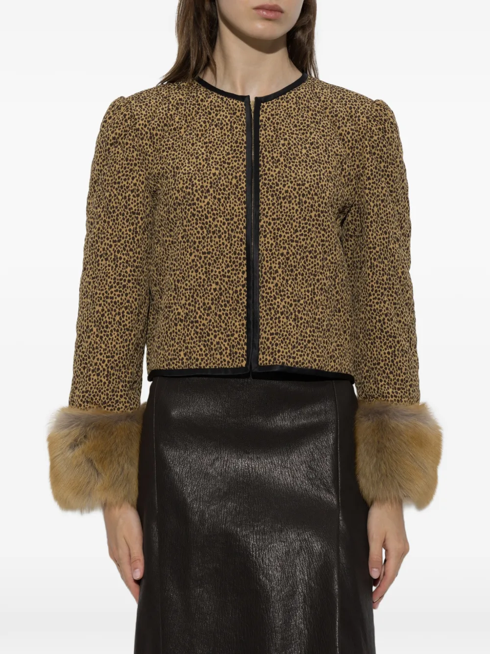 Valentino Garavani Jack van imitatiebont met luipaard-print Beige