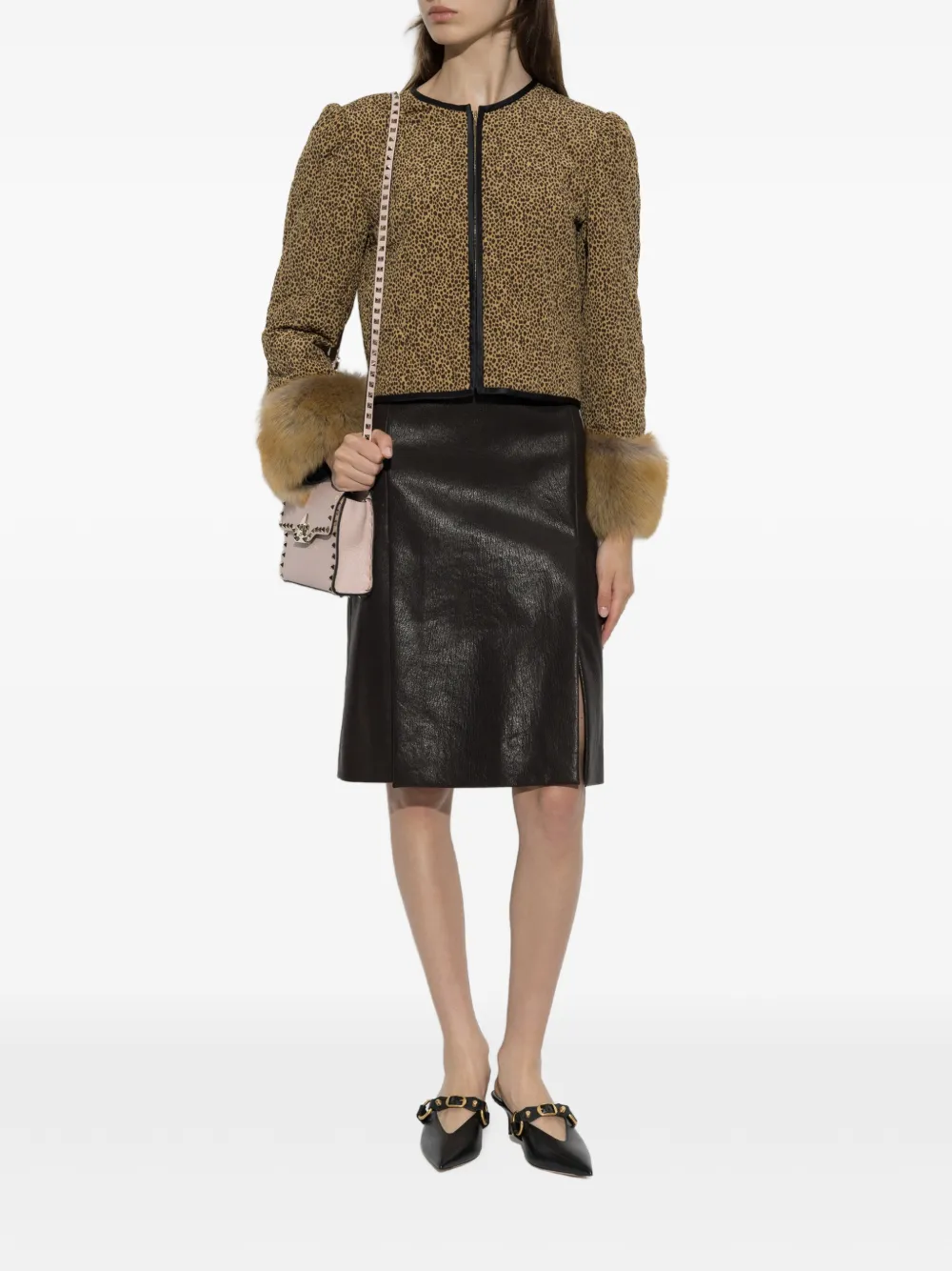 Valentino Garavani Jack van imitatiebont met luipaard-print Beige