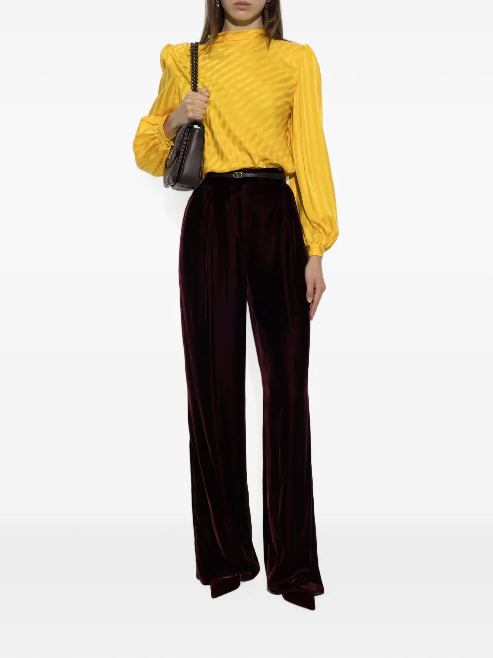 Valentino Garavani VLogo gestreepte top met jacquard Geel