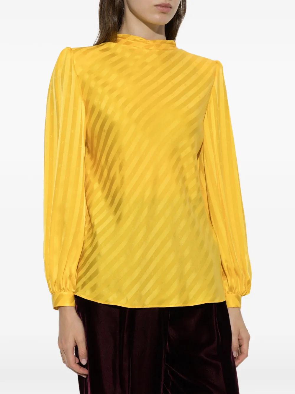 Valentino Garavani VLogo gestreepte top met jacquard Geel