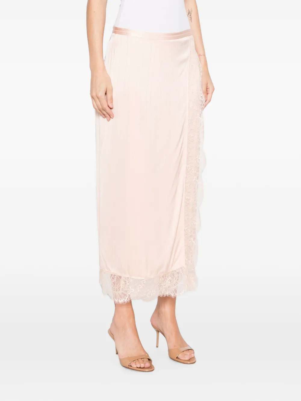 TWINSET Plooirok met kanten afwerking Roze