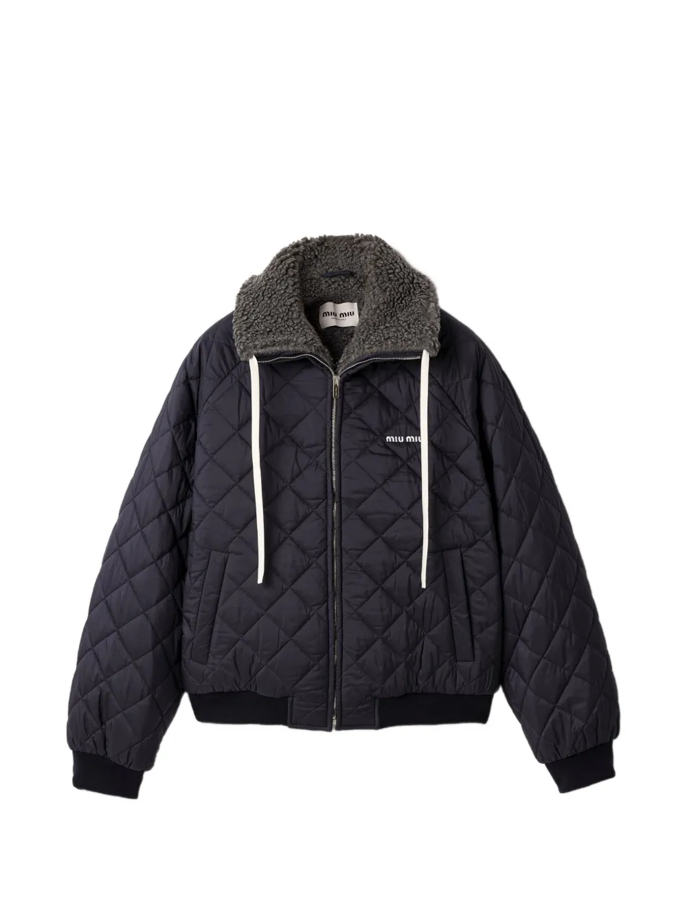 Miu Miu technical-pongé down jacket - Blau