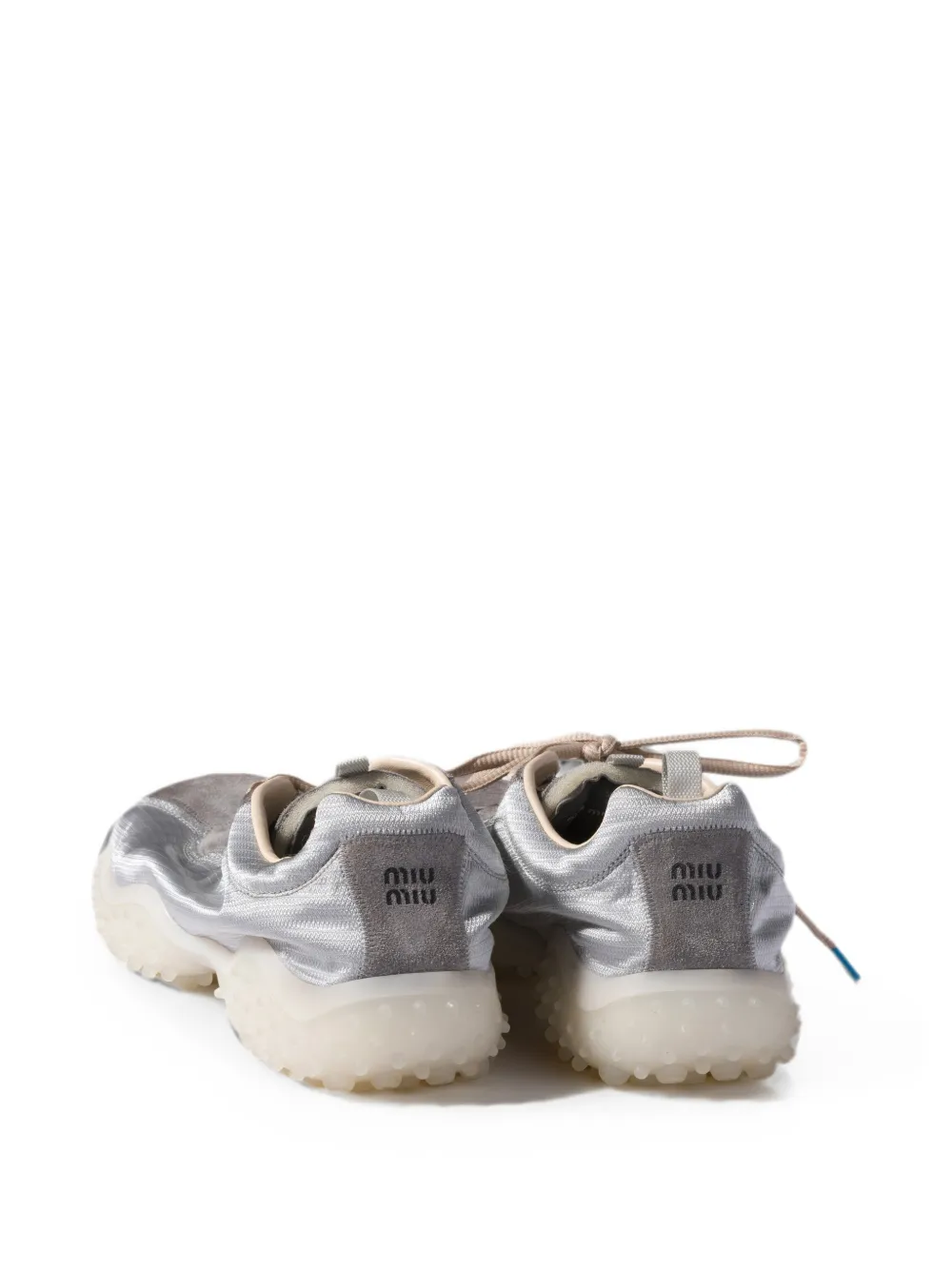Miu Bubble technische stof en suède sneakers Zilver