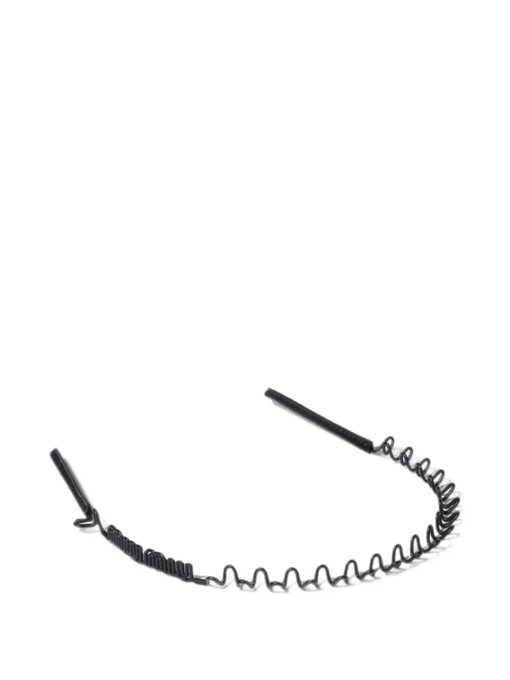 Miu Miu Haarreif aus Metall und Leder - Schwarz