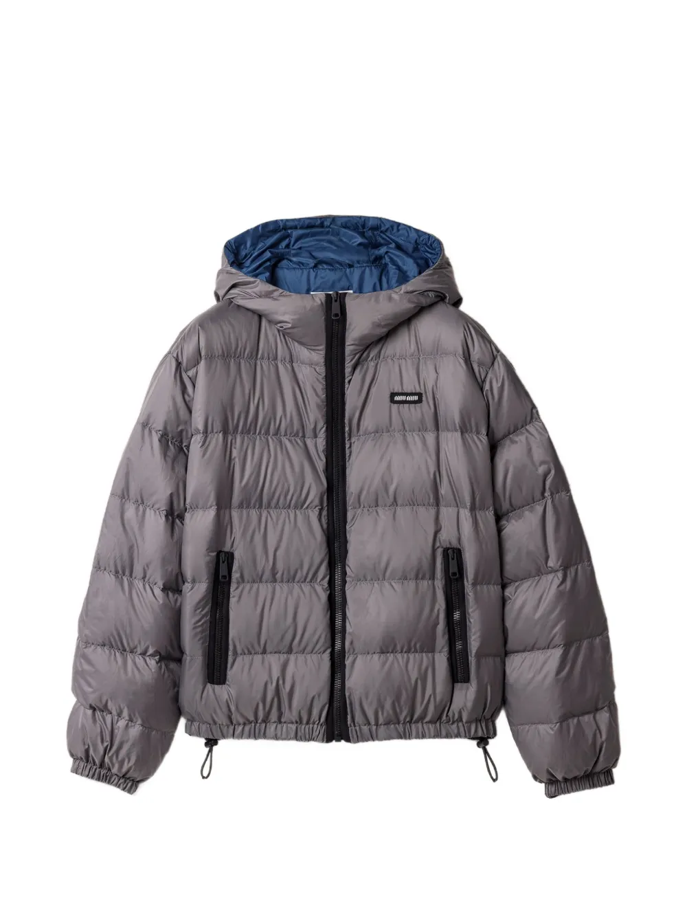 Miu Miu light pongé down hoodie jacket - Grau
