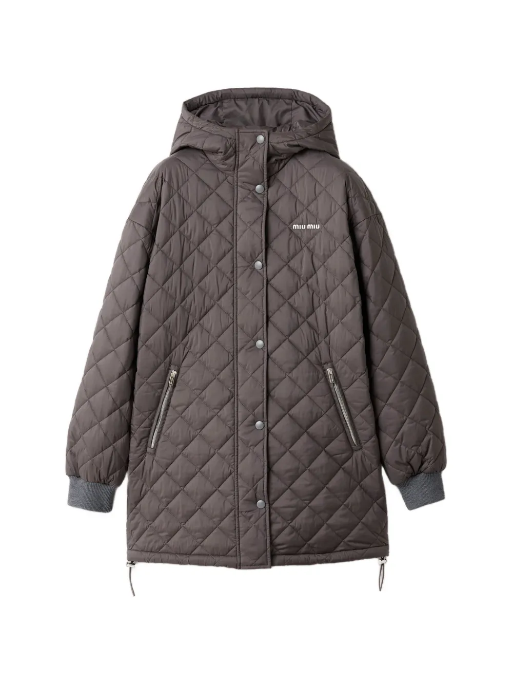 Miu Miu Technical pongé down jacket - Grigio