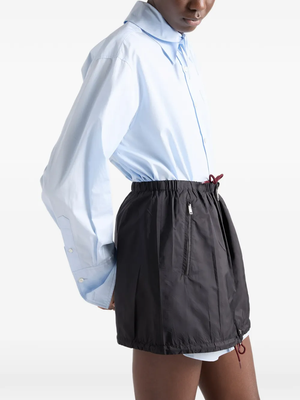 Prada Mini-rok met rits en bubbelzoom Zwart