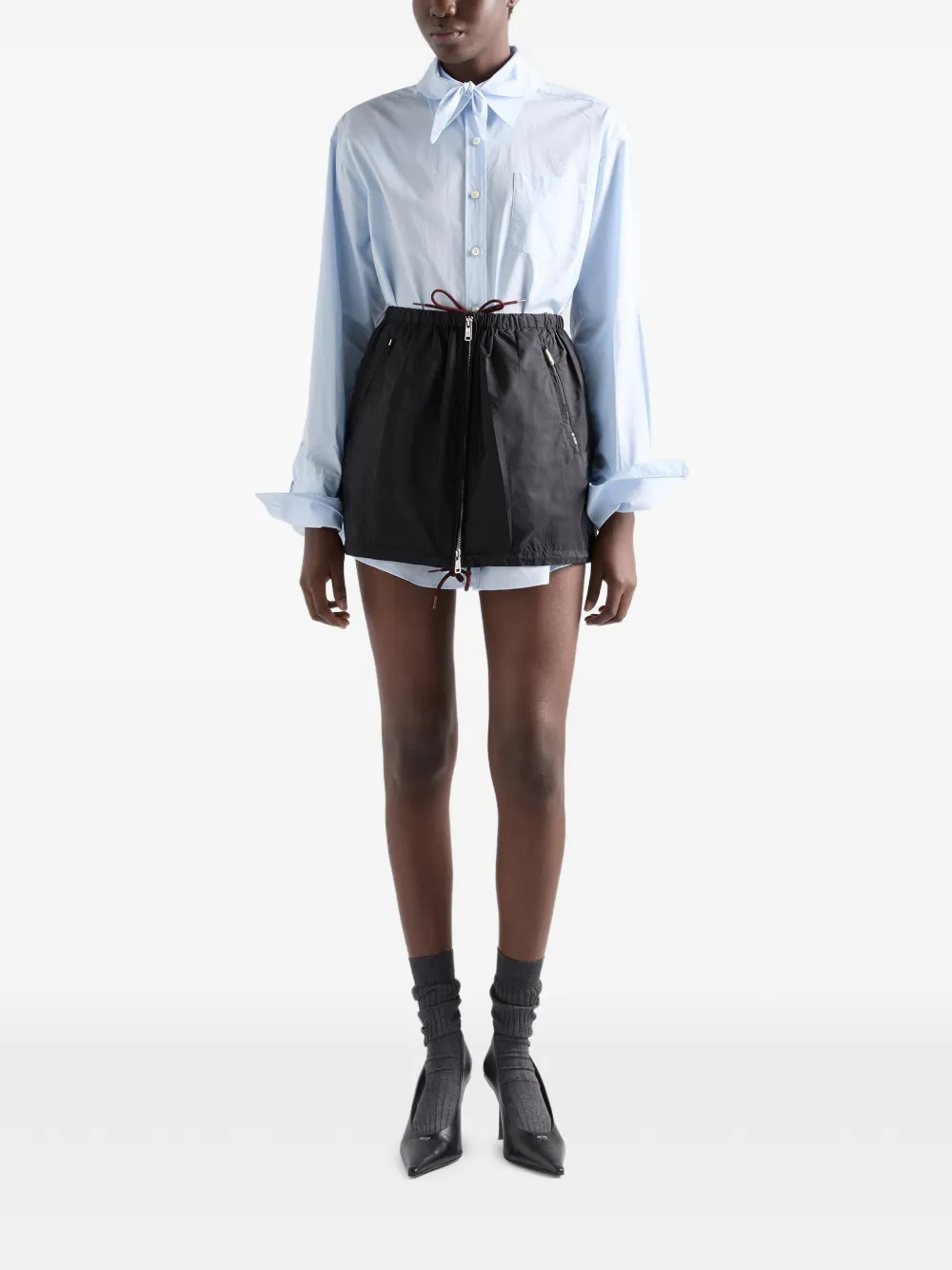 Prada Mini-rok met rits en bubbelzoom Zwart