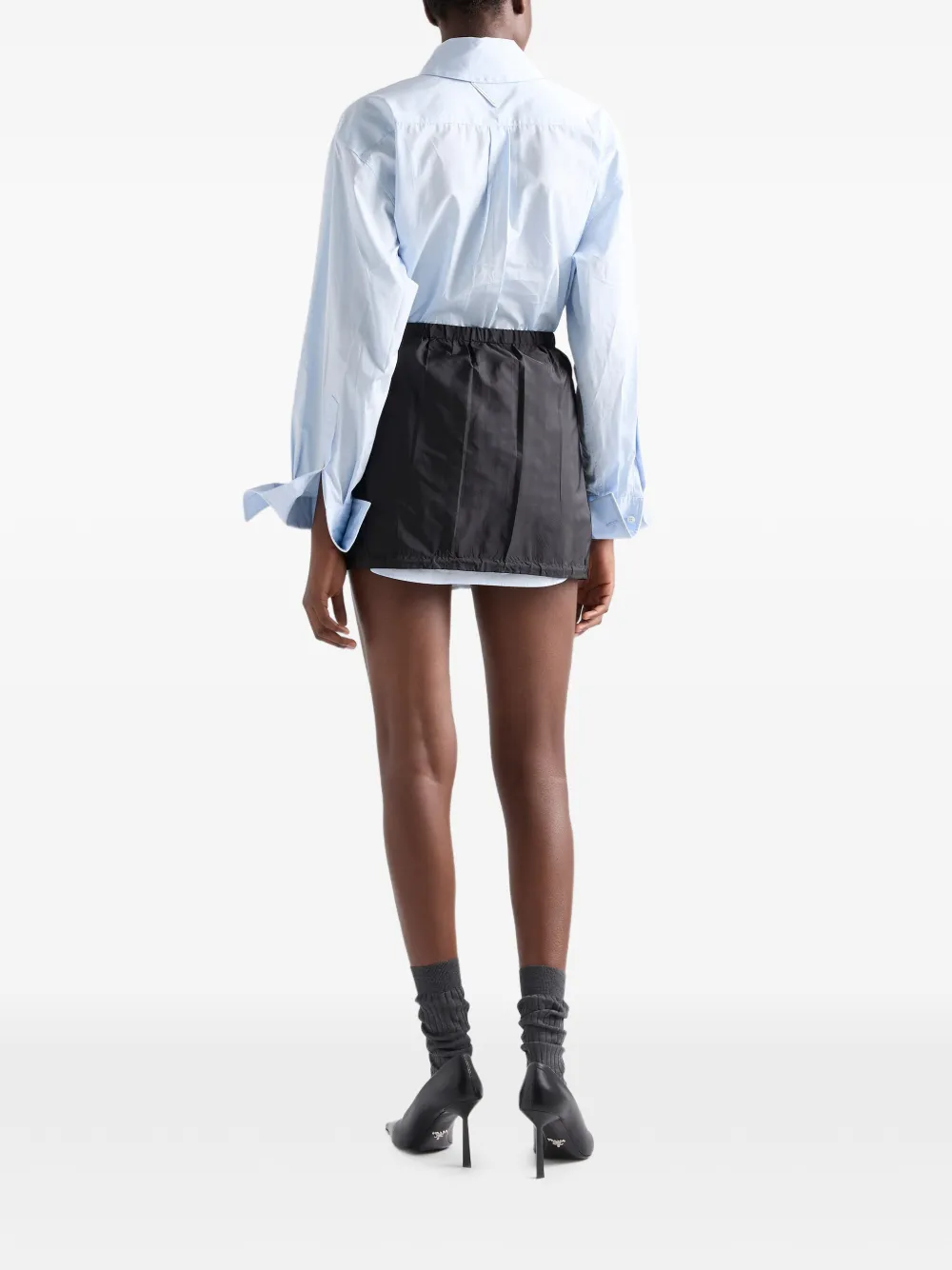 Prada Mini-rok met rits en bubbelzoom Zwart