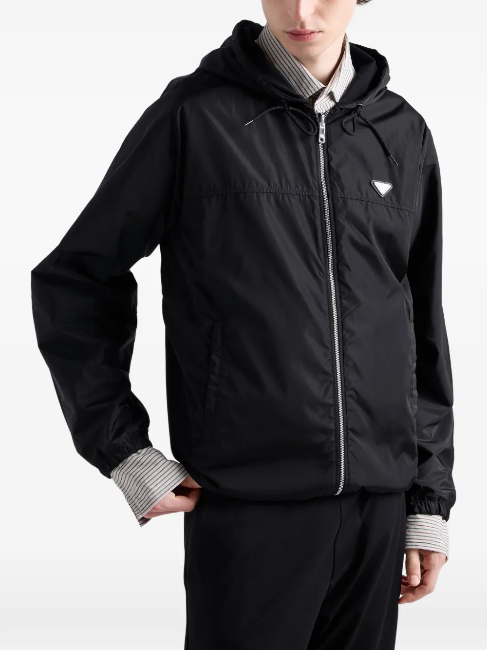 Prada Fleece jack met capuchon Zwart