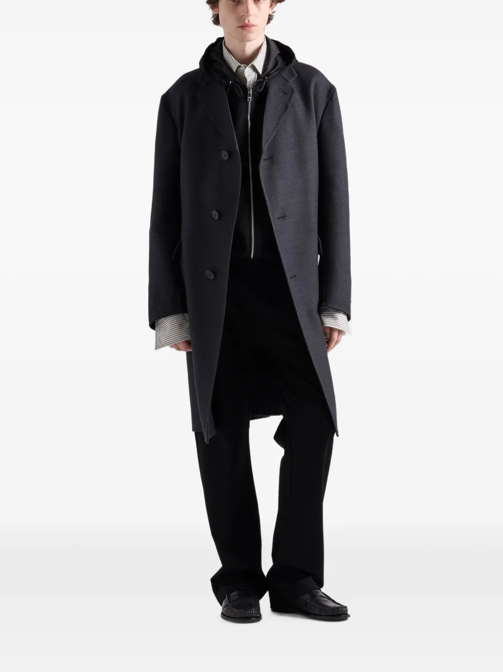 Prada Fleece jack met capuchon Zwart