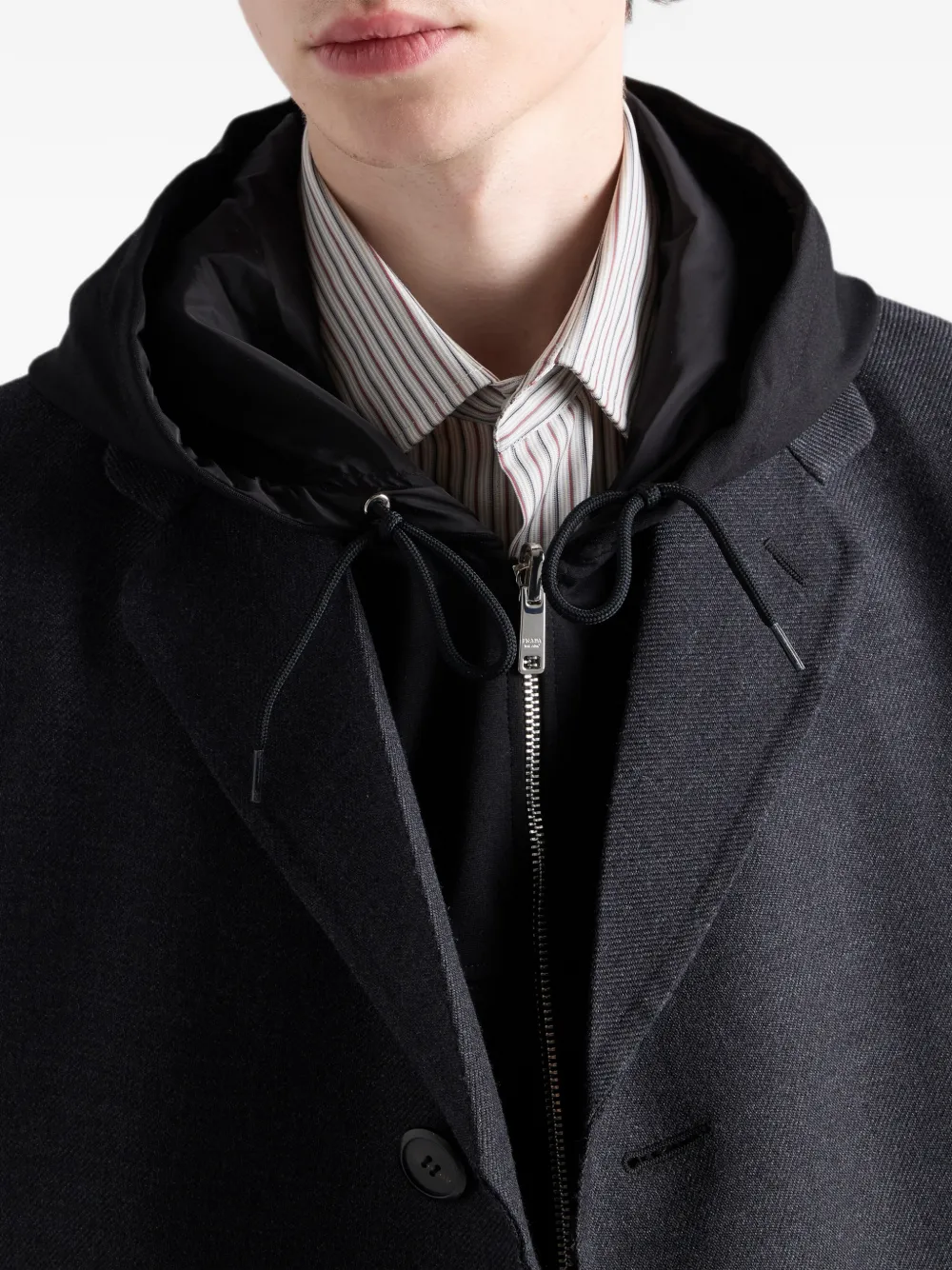 Prada Fleece jack met capuchon Zwart