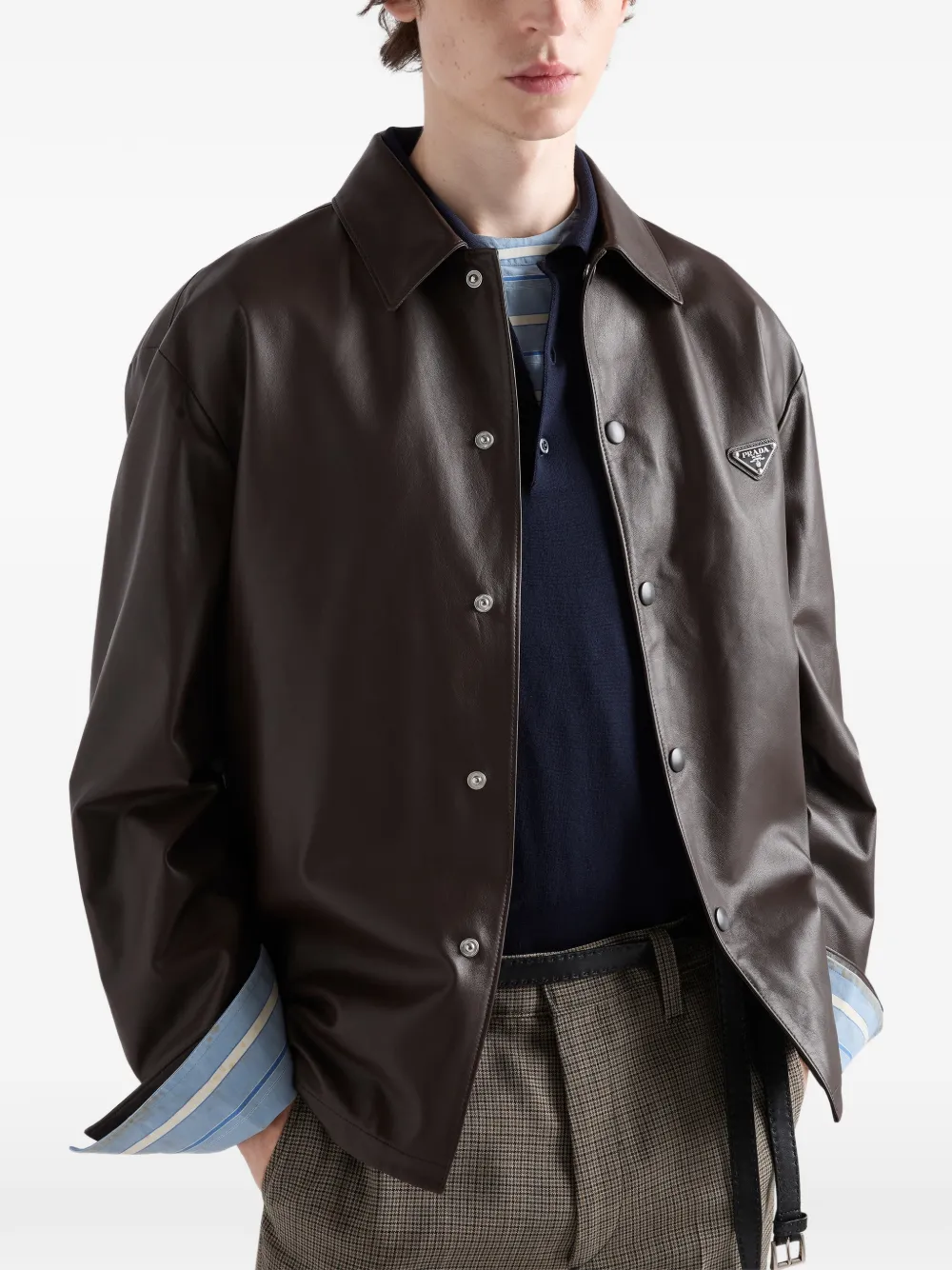 Prada Overhemd van nappaleer Bruin