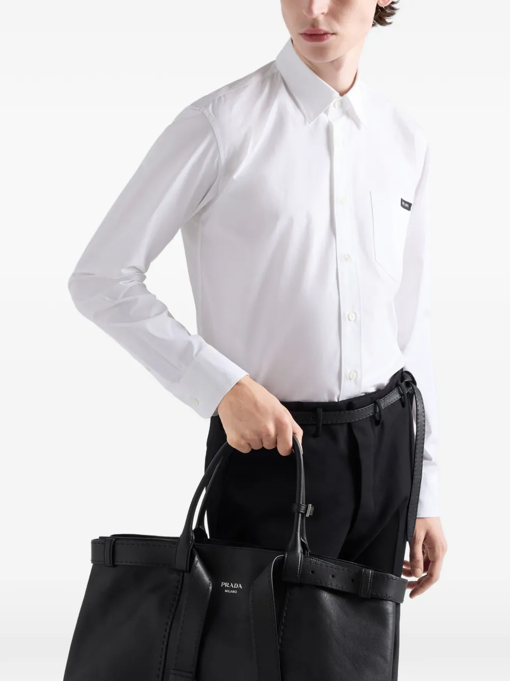 Prada Popeline overhemd met logopatch Wit