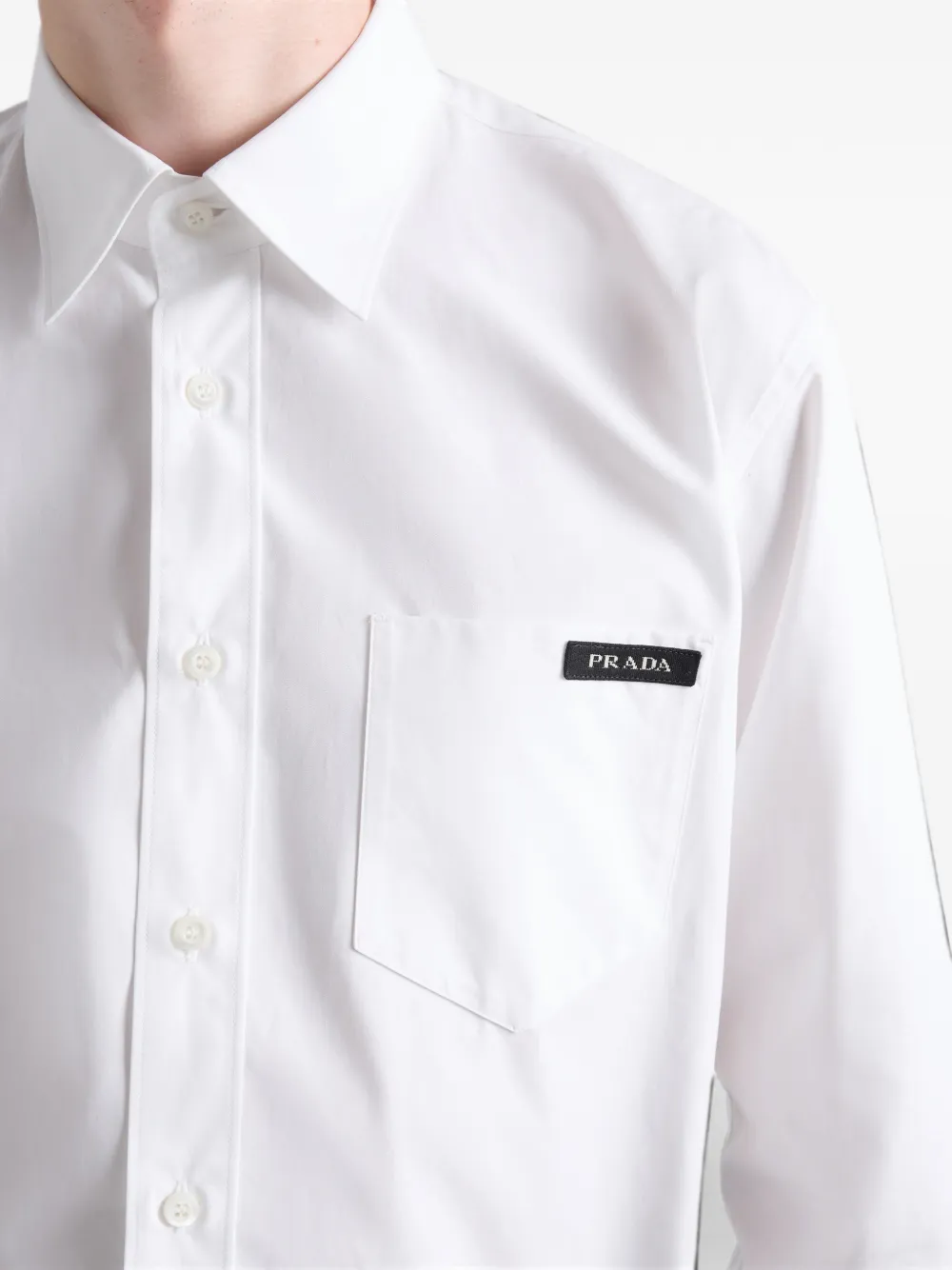 Prada Popeline overhemd met logopatch Wit