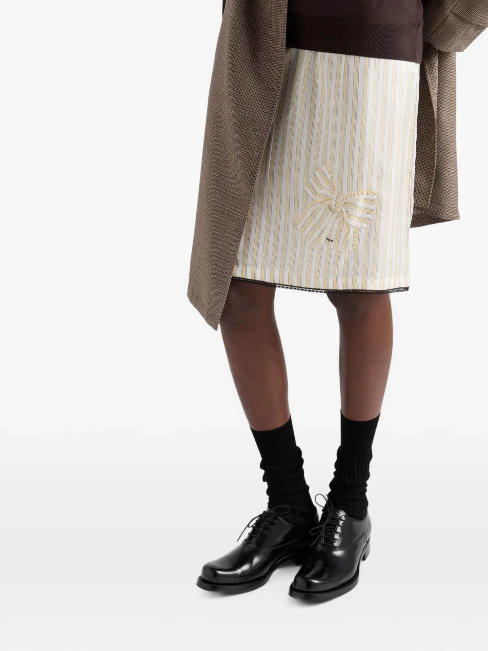 Prada Gestreepte rok met applicatie Wit