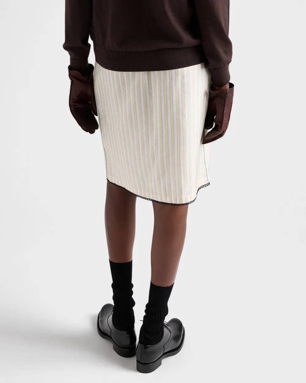 Prada Gestreepte rok met applicatie Wit