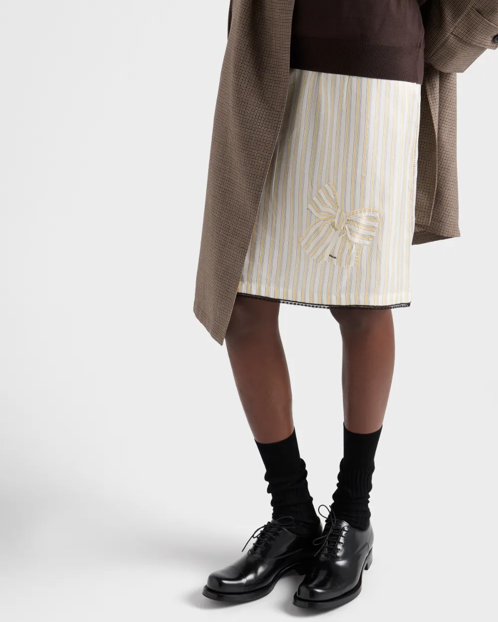 Prada Gestreepte rok met applicatie Wit