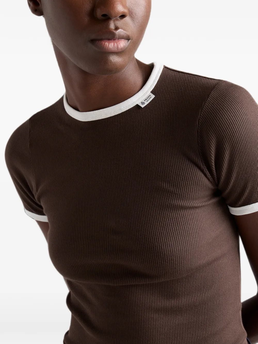 Prada Ribgebreide top Bruin