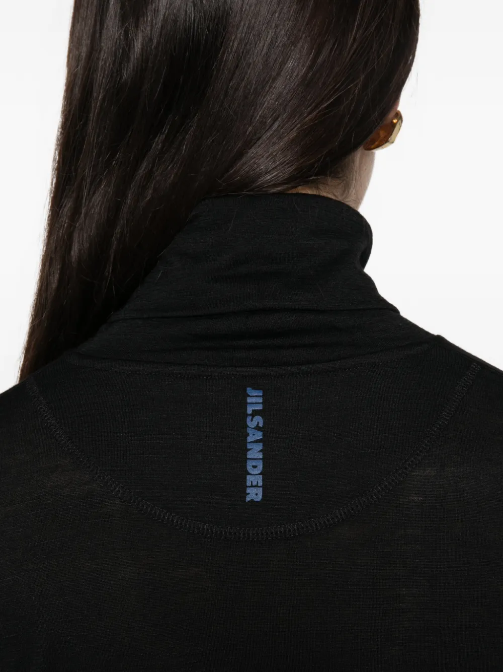 Jil Sander logo-print roll-neck T-shirt Zwart