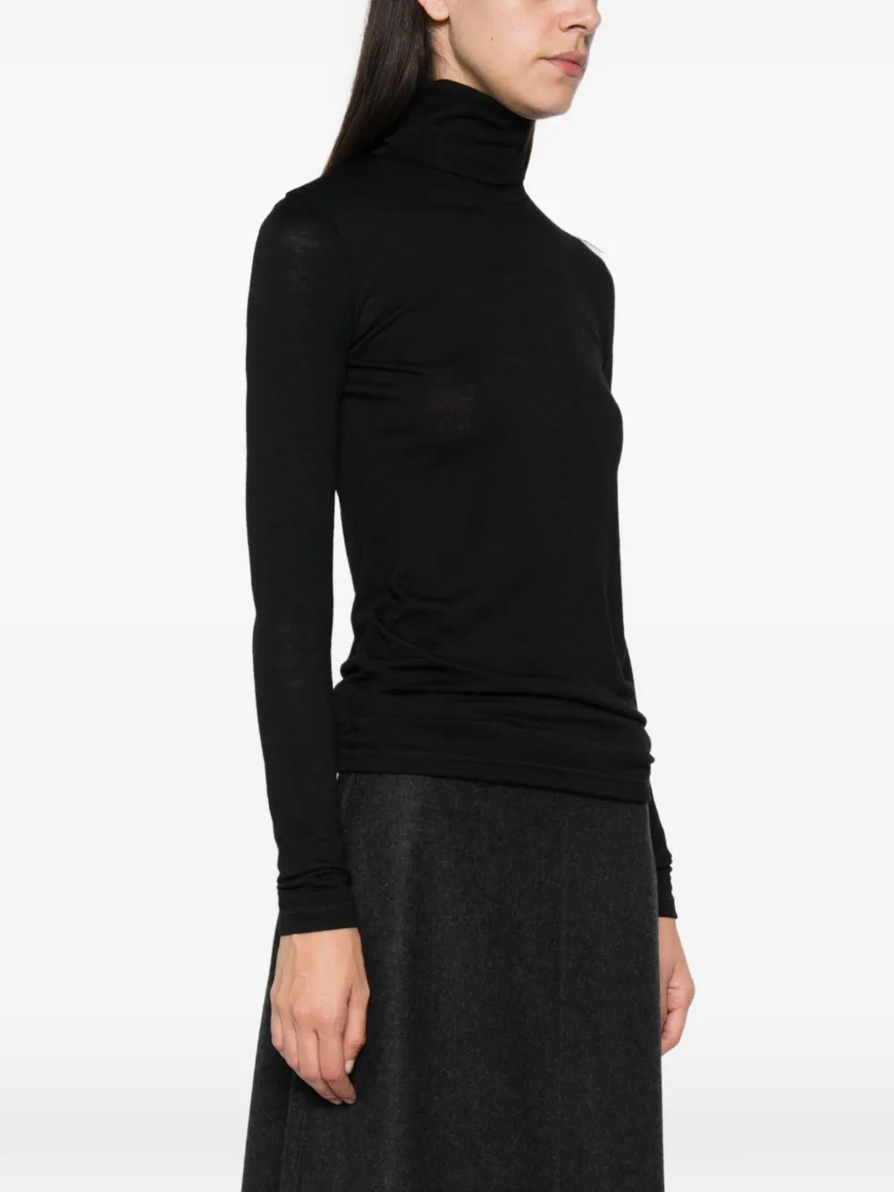 Jil Sander logo-print roll-neck T-shirt Zwart