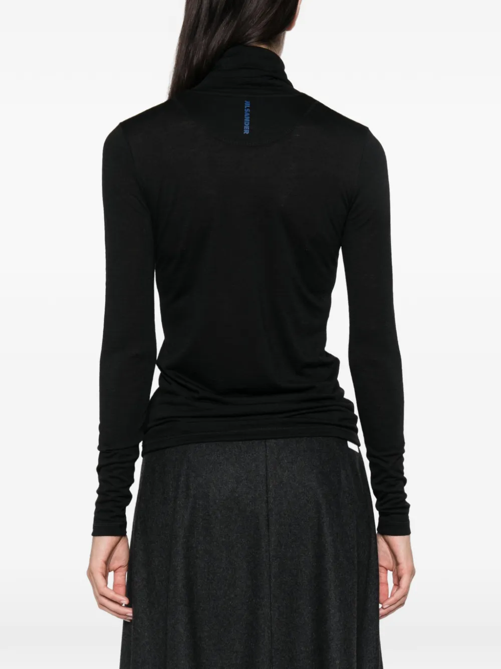 Jil Sander logo-print roll-neck T-shirt Zwart