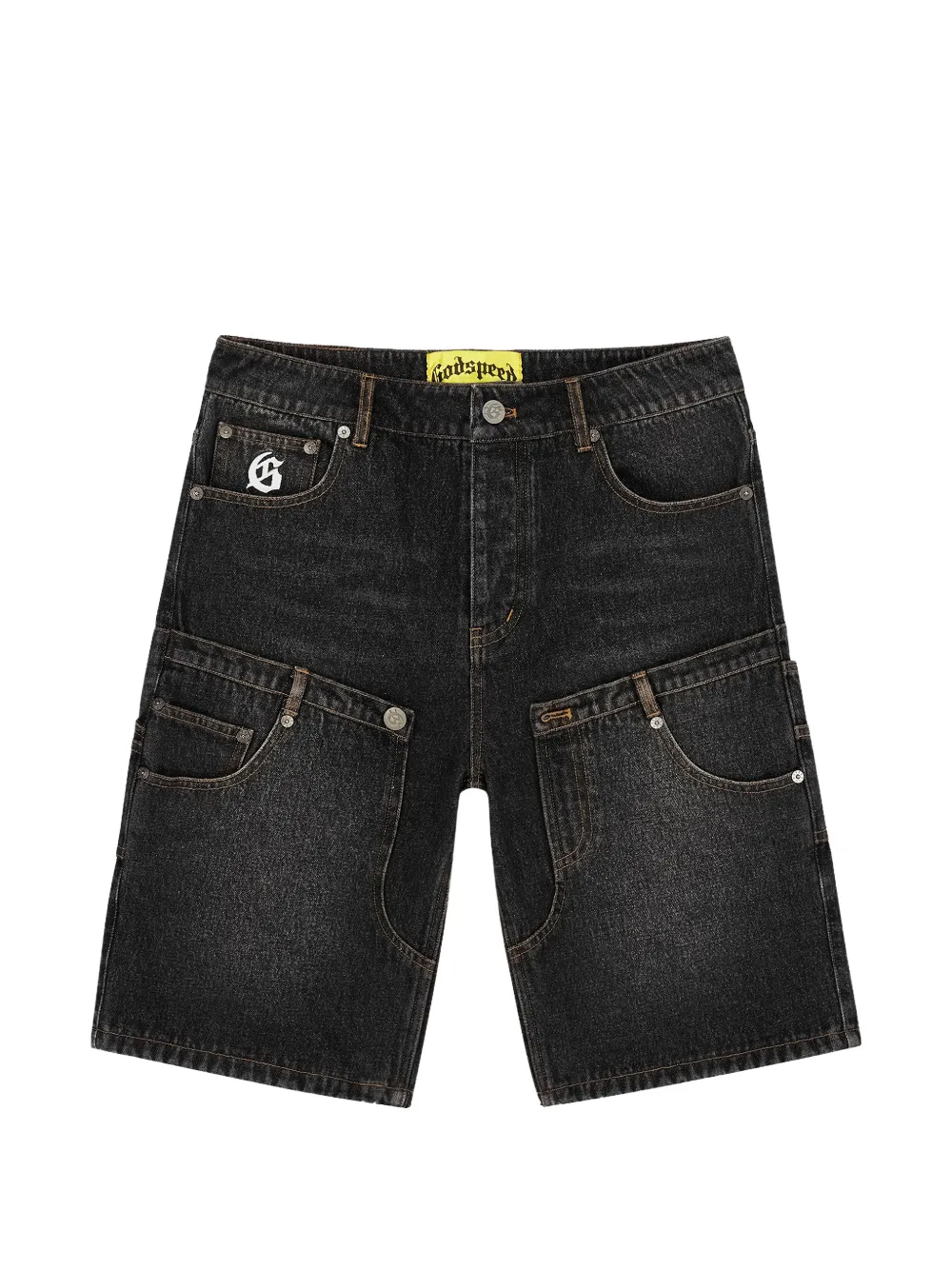 GODSPEED twin-panel denim shorts - Schwarz