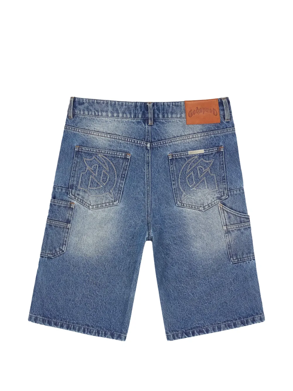 GODSPEED Denim shorts met twee vlakken Blauw