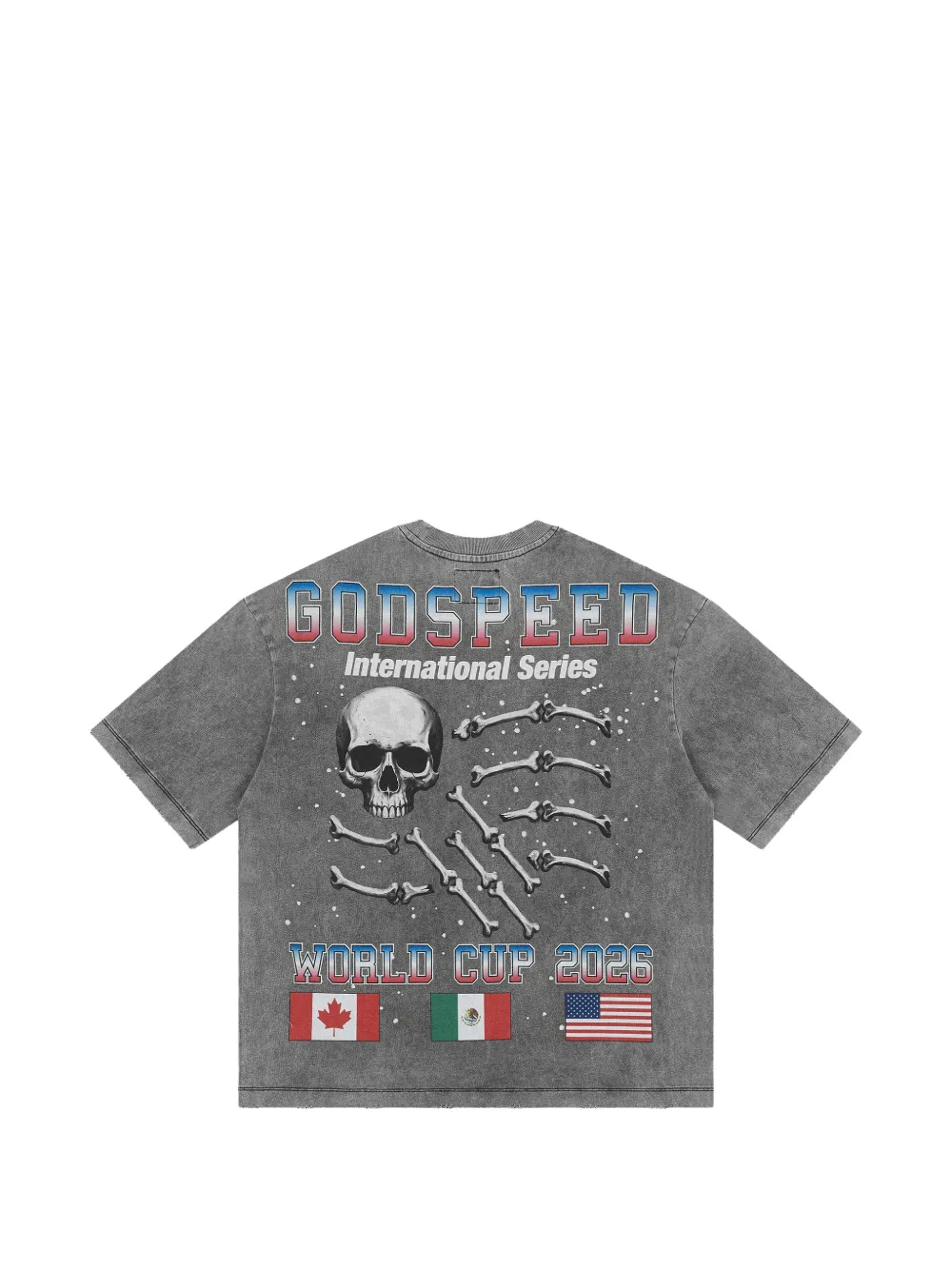 GODSPEED Planet Fútbol T-shirt met acid-wassing Grijs