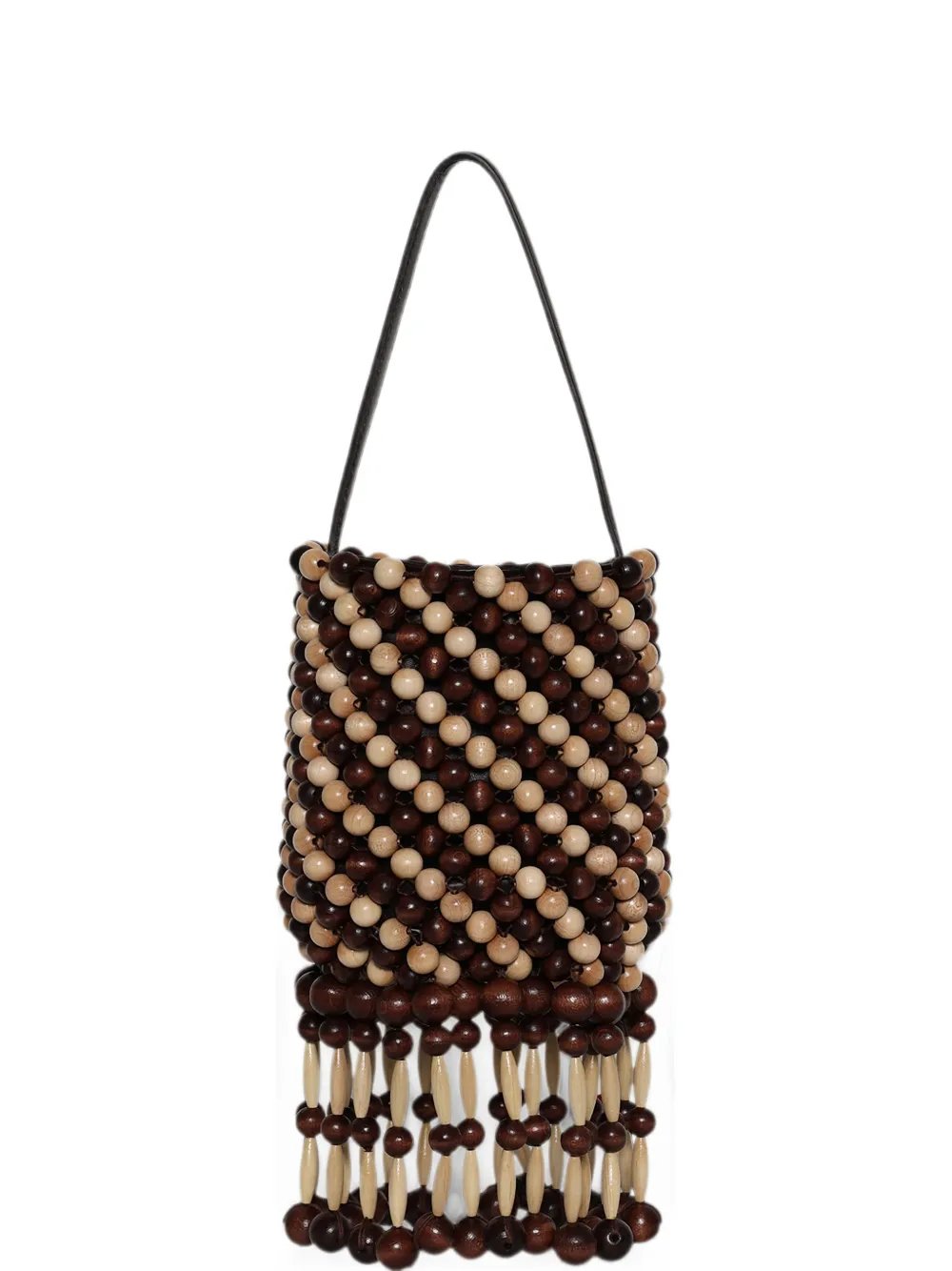 Rabanne beaded-fringe bucket bag - Braun