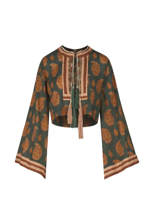 Johanna Ortiz Sun Whisper Paisley-print Top in Green