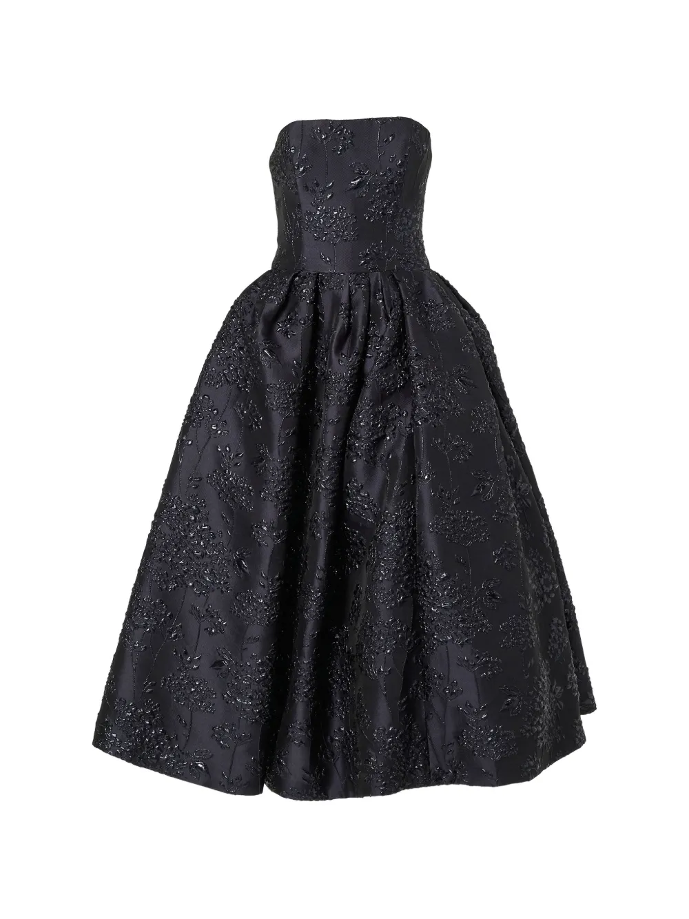 Carolina Herrera Strapless midi-jurk met bloemen-jacquard Blauw