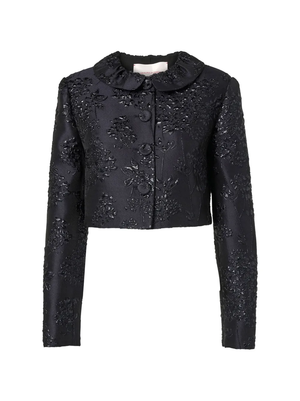 Carolina Herrera floral-jacquard cropped jacket - Blau