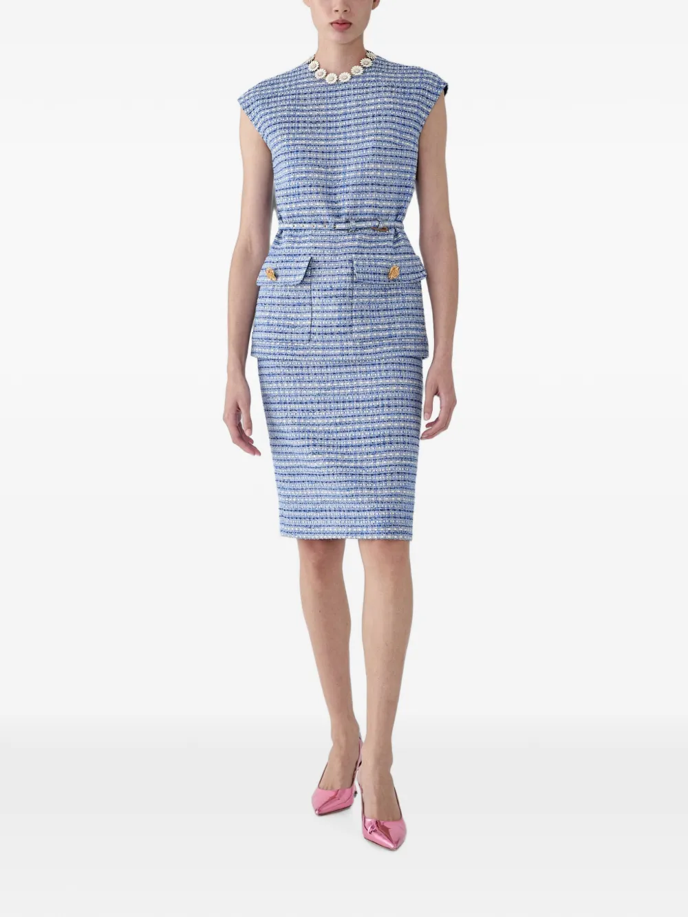 Carolina Herrera Tweed midi-kokerrok Blauw
