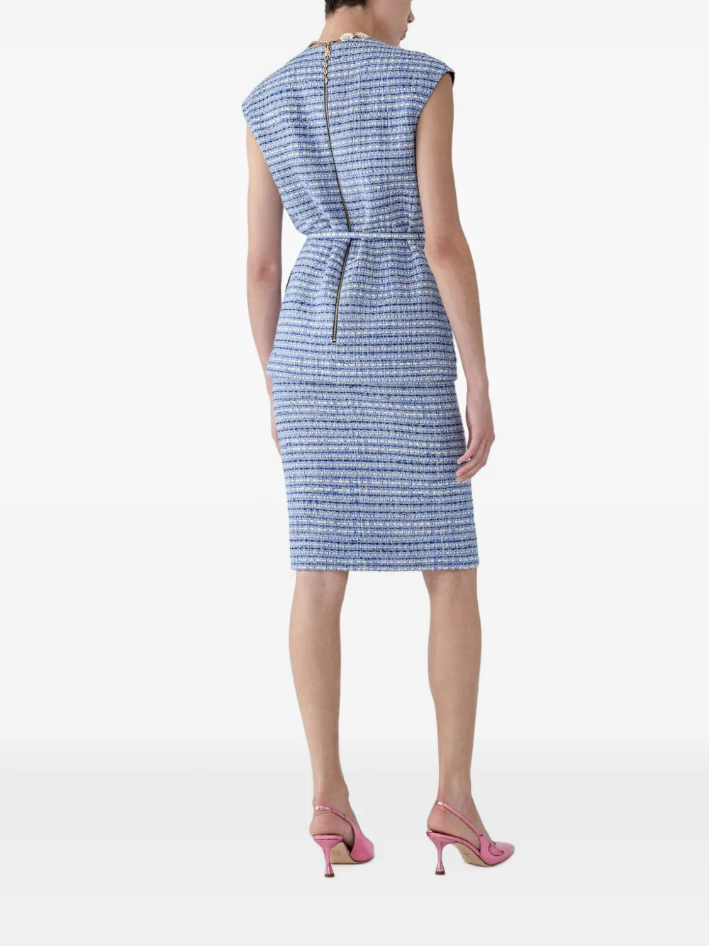 Carolina Herrera Tweed midi-kokerrok Blauw