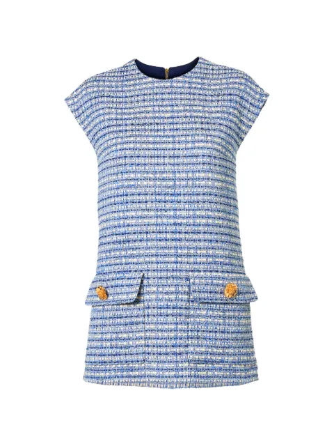 Carolina Herrera short-sleeved belted tweed blouse