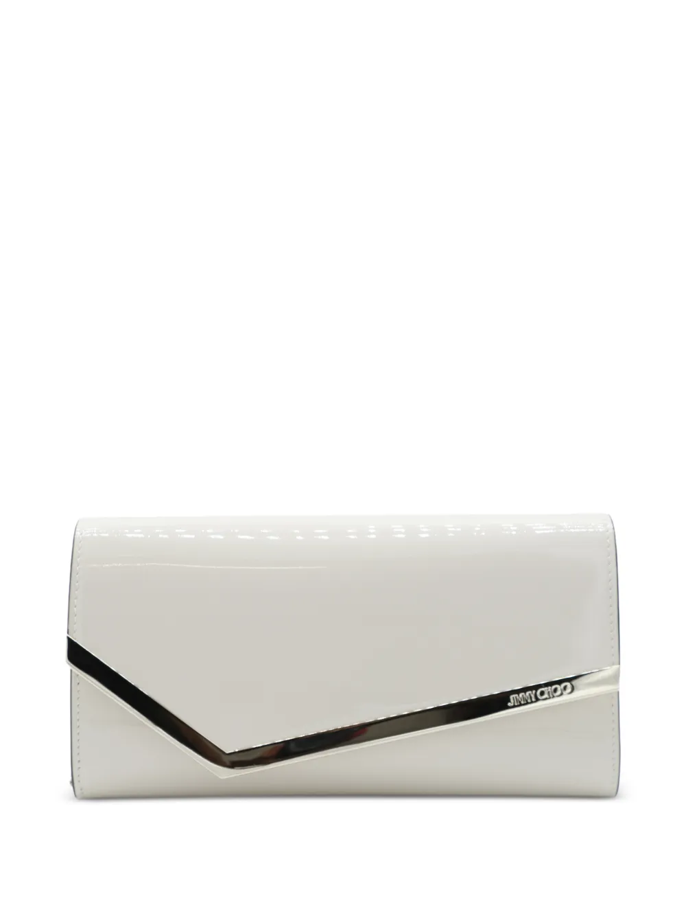 Jimmy Choo Emmie patent-leather clutch bag - Bianco