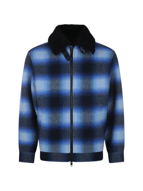 Balenciaga flannel bomber jacket in blue/black