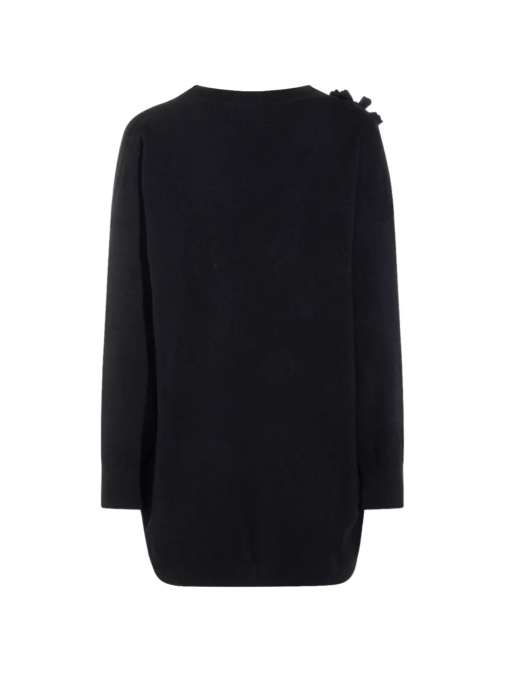 Alberta Ferretti floral-appliqué V-neck mini dress Zwart