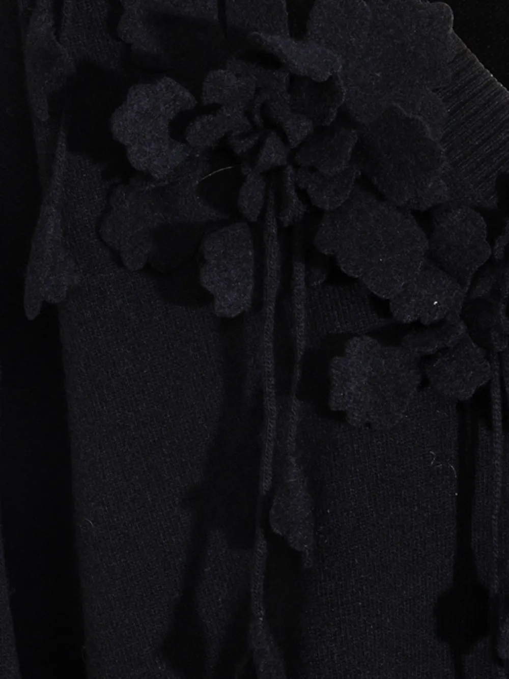 Alberta Ferretti floral-appliqué V-neck mini dress Zwart