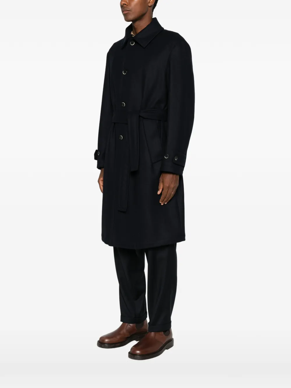 Barena Button-down jas met ceintuur Blauw
