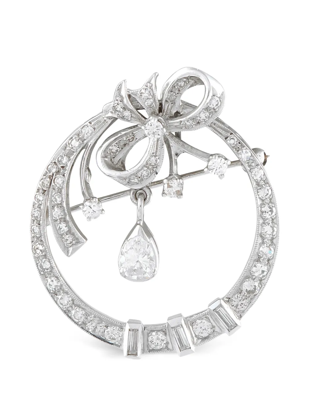 LB Exclusive broche en ruban pavée de diamants - Argent